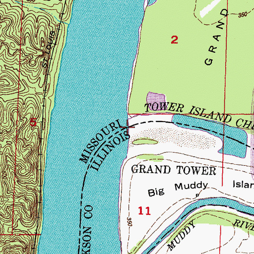Topographic Map of Tower Island Chute, MO