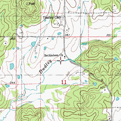 Topographic Map of Towles School (historical), MO