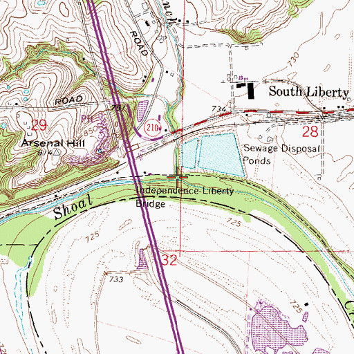 Topographic Map of Town Branch, MO