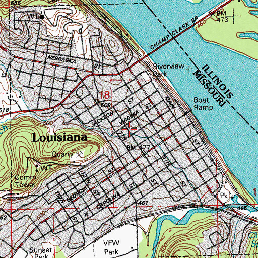 Topographic Map of Town Branch, MO