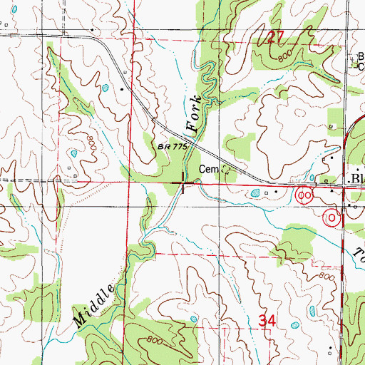 Topographic Map of Town Creek, MO