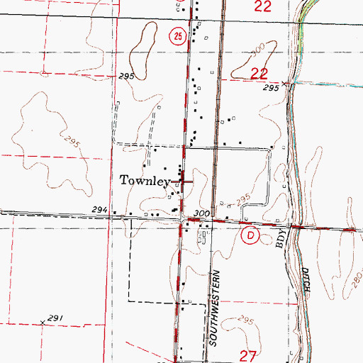 Topographic Map of Townley, MO