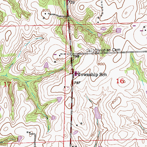 Topographic Map of Miami Elementary School, MO