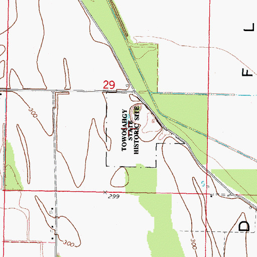 Topographic Map of Towosahgy State Park, MO