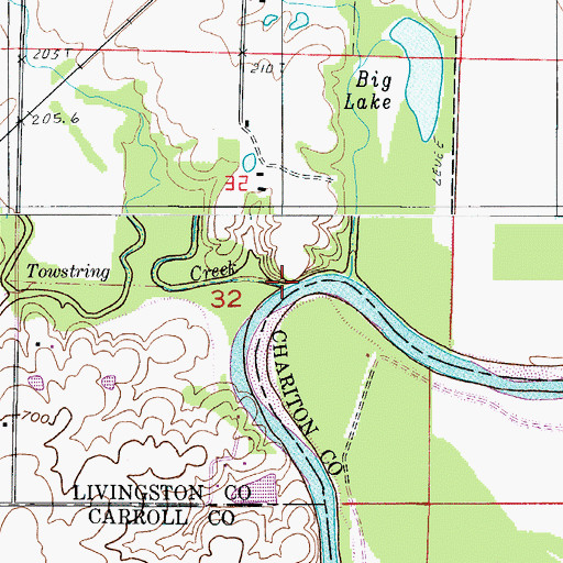Topographic Map of Towstring Creek, MO