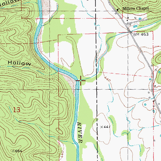 Topographic Map of Trace Creek, MO
