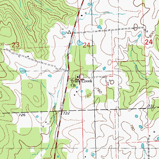 Topographic Map of Trace Creek Church, MO