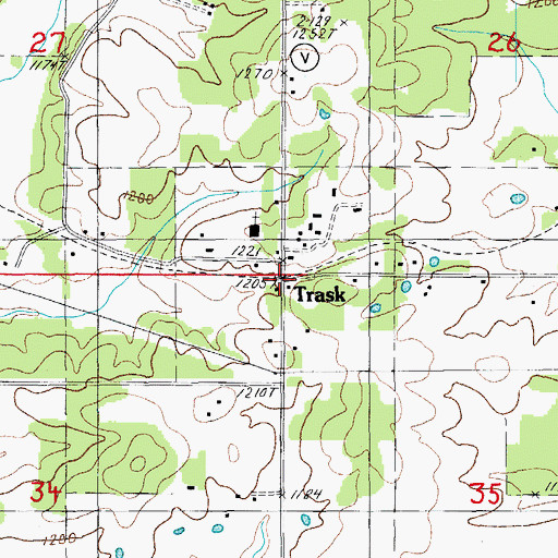 Topographic Map of Trask, MO