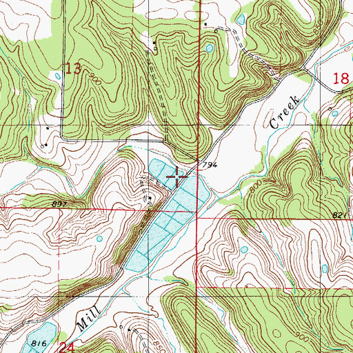 Topographic Map of Traw Hollow, MO