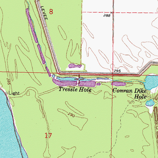 Topographic Map of Tressle Hole, MO