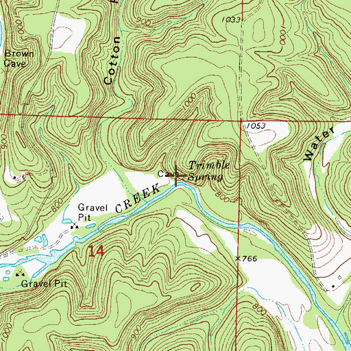 Topographic Map of Trimble Spring, MO