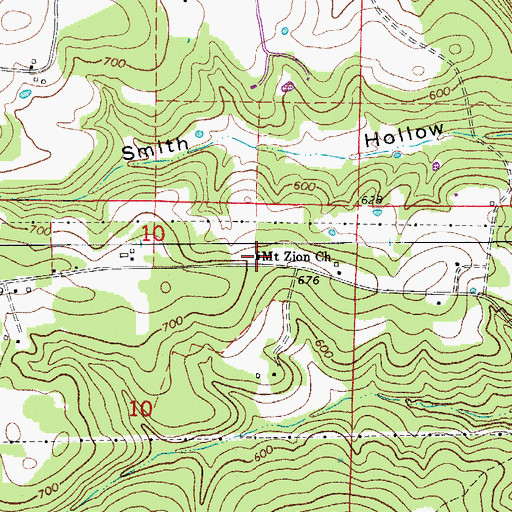 Topographic Map of Mount Zion Church, AR