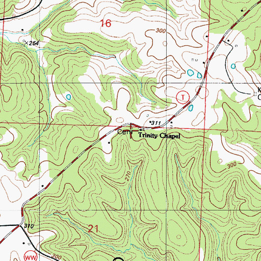 Topographic Map of Trinity Chapel, MO