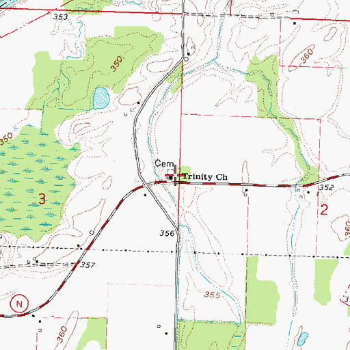Topographic Map of Trinity Church, MO
