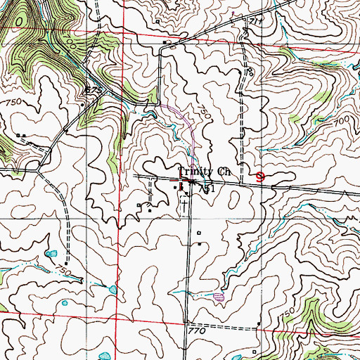 Topographic Map of Trinity Church, MO