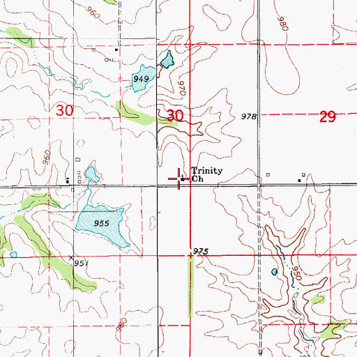 Topographic Map of Trinity Church, MO