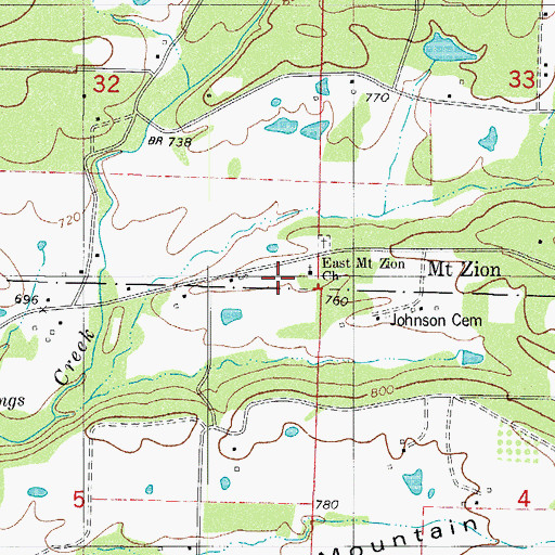 Topographic Map of Mount Zion School, AR