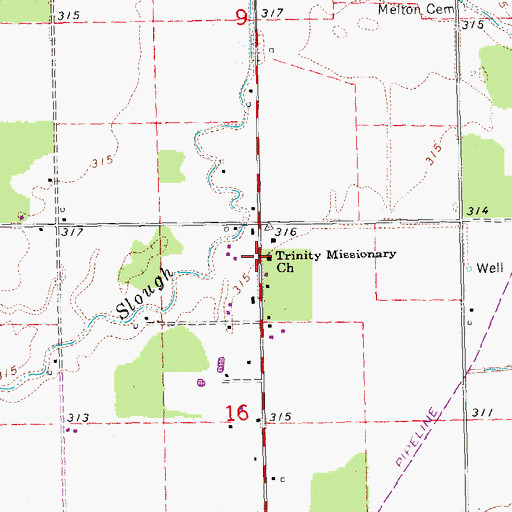 Topographic Map of Trinity Missionary Church, MO