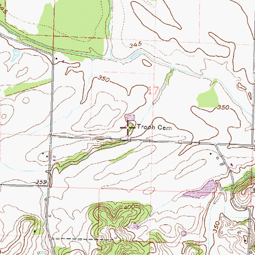 Topographic Map of Troph Cemetery, MO