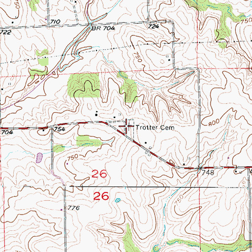 Topographic Map of Trotter Cemetery, MO