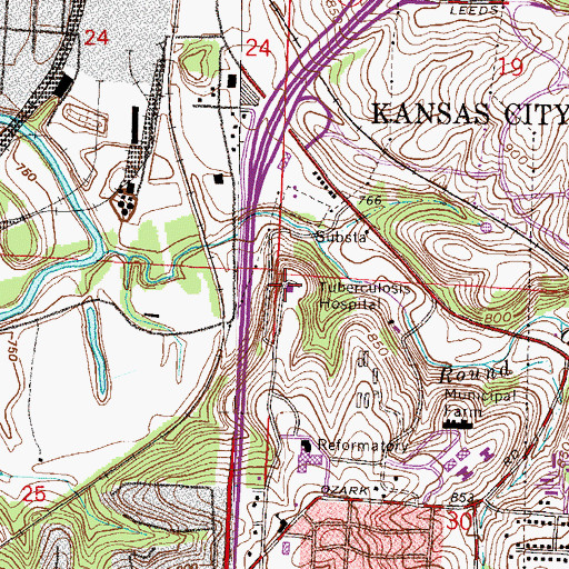 Topographic Map of Tuberculosis Hospital, MO