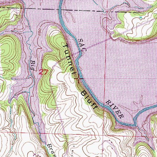 Topographic Map of Tunnel Bluff, MO