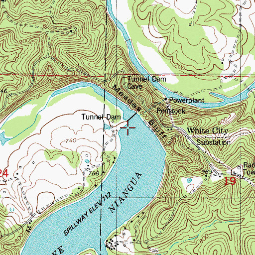Topographic Map of Tunnel Dam, MO