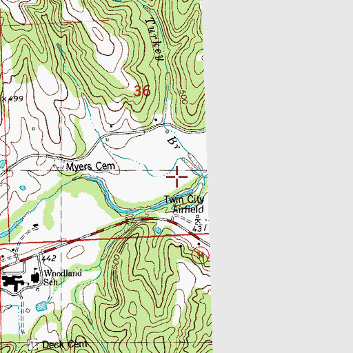 Topographic Map of Turkey Branch, MO