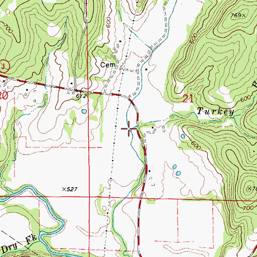 Topographic Map of Turkey Branch, MO