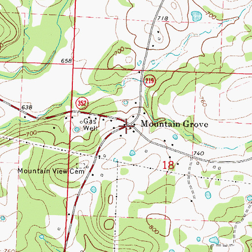 Topographic Map of Mountain Grove, AR