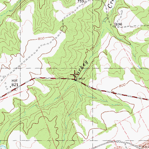Topographic Map of Turkey Branch School (historical), MO