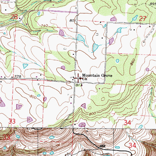 Topographic Map of Mountain Grove Church, AR