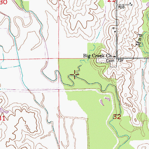 Topographic Map of Turkey Creek, MO
