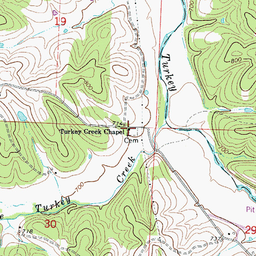 Topographic Map of Turkey Creek Chapel, MO