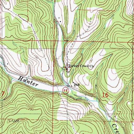 Topographic Map of Turkey Creek Church, MO