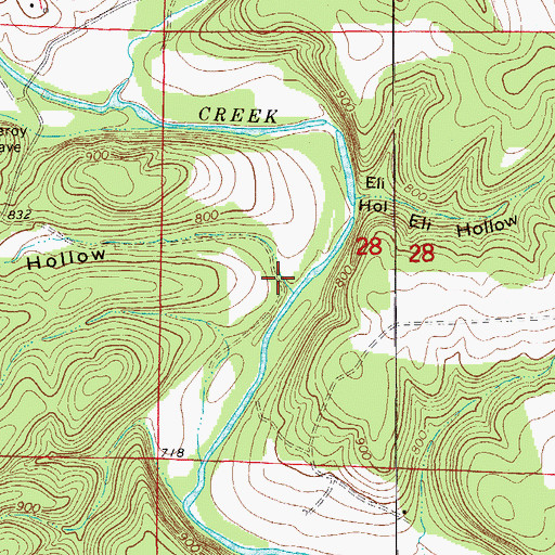 Topographic Map of Turkey Flat Hollow, MO