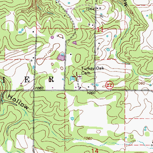 Topographic Map of Turkey Oak Cemetery, MO