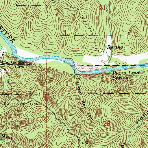 Topographic Map of Turkey Pen Hollow, MO