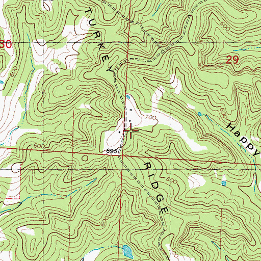 Topographic Map of Turkey Ridge, MO