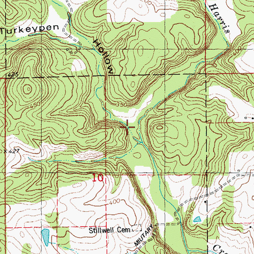 Topographic Map of Turkeypen Hollow, MO