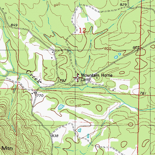 Topographic Map of Mountain Home Cemetery, AR