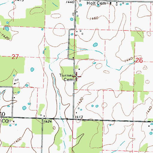 Topographic Map of Turner Cemetery, MO