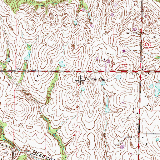 Topographic Map of Turner Cemetery, MO