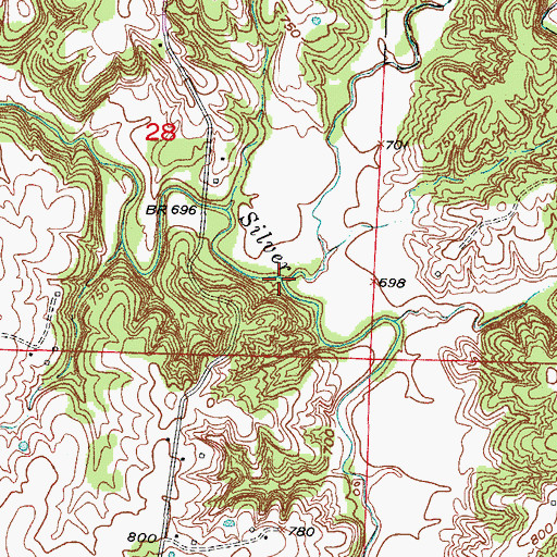 Topographic Map of Turner Fork, MO