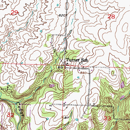 Topographic Map of Turner School (historical), MO