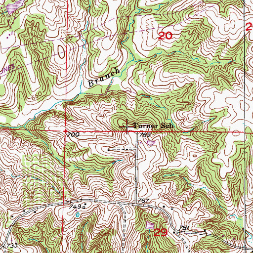 Topographic Map of Turner School (historical), MO
