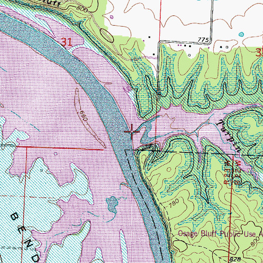 Topographic Map of Turpin Branch, MO
