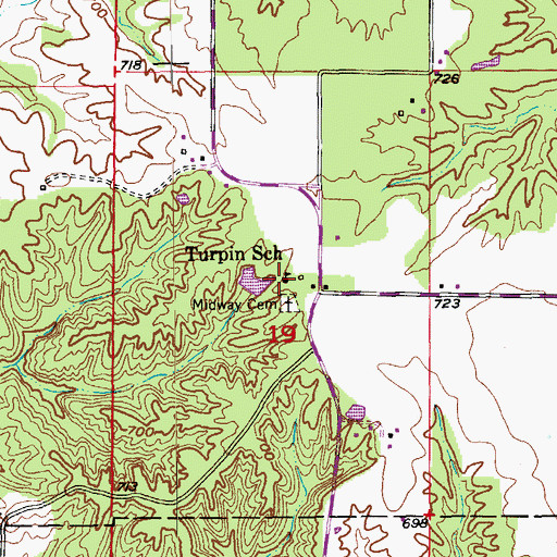 Topographic Map of Turpin School, MO