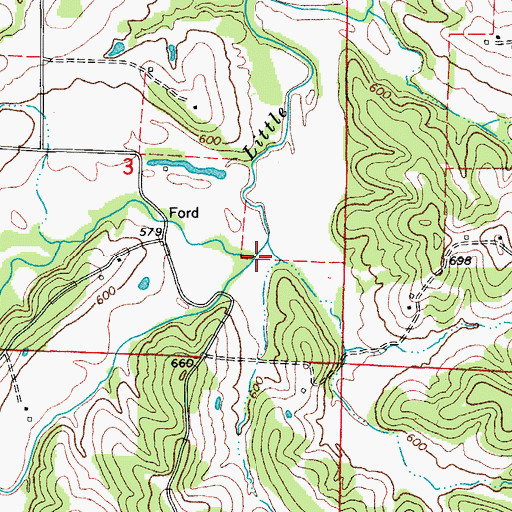 Topographic Map of Turtle Spring Branch, MO