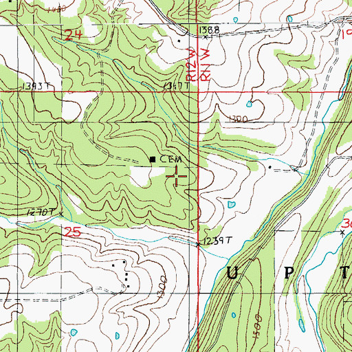 Topographic Map of Tuttle Cemetery, MO
